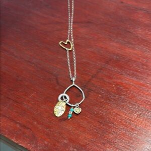 Brighton Silver and Gold Heart Charm Necklace